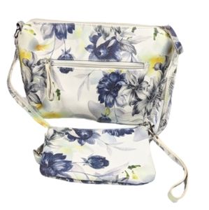 EMMA FOX 2 PC FLORAL COATED CANVAS CROSSBODY